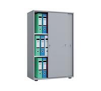 VCM Armoire de bureau en bois Armoire de classement Meuble de bureau Armoire Lona 3 portes coulissantes Gris