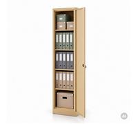 Armoire de Bureau Métallique C001A Porte Battante Verrouillable 4 étagères revêtement en poudre 185 cm x 45 cm x 40 cm Beige