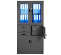 Armoire de Bureau Métallique Coffre-Fort Compartiment Secret Portes battantes 185 cm x 90 cm x 40 cm (Anthracite)