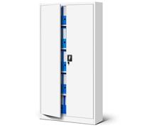 Armoire de Bureau métallique - Jan Nowak - 4 étagères - Blanc
