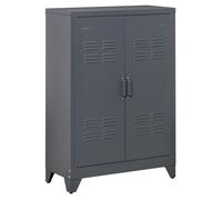HOMCOM Armoire de bureau à 3 niveaux, meuble de rangement bureau métallique avec 2 portes et étagères réglables, armoire à dossiers pour domicile, garage, gris