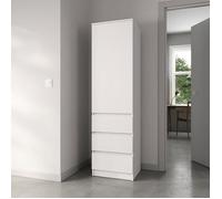 Armoire de bureau multifonction - 50x181x41 cm - Avec 3 tiroirs et 2 étagères - Meuble de rangement salle de bain - Blanc