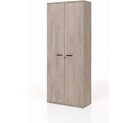 Armoire de bureau YUKON – Meuble à 2 portes et étagères – Chêne brut – L90 x H222 x P40 cm