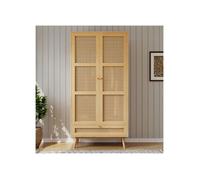 Armoire de chambre 2 portes en rotin PE, 90x45x183 cm avec penderie, naturel