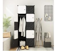 Armoire de chambre 5 couches 10 cuboïde, Armoire Portable DIY avec 1 tringle à vêtements 70 x 45 x 150cm Noir