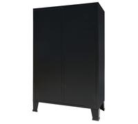 Armoire de chambre Garde-robe - Style Élégance Chic - Métal industriel - 2 portes 2 tiroirs - Noir