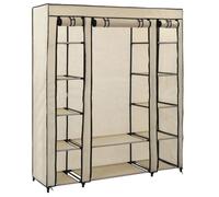 Armoire de Chambre JAR - Garde-robe Penderie avec compartiments et tiges - Crème 150x45x176 cm Tissu FR3300