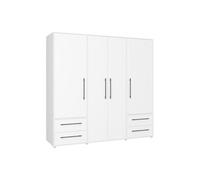Möbelvertrieb FORTE - Armoire Jupiter 200 210 - 3 portes, 2 tiroirs, étagères - Blanc 206×59×200 cm