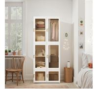 Armoire de Chambre Pliable 104x50x136cm | Portes Transparentes Anti-poussière | Structure Intégrée Haute Capacité | Penderie PP