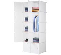 Armoire de Chambre Rangement 10 cubes, Armoire Portable DIY,avec Tige Suspendue Cadre Métal 5 Couches