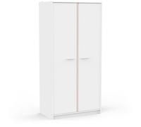 Armoire de chambre - REVERSO - Blanc mat - Décor Rose ou Bleu - 2 portes battantes - L88,3 x P50 x H180,9 cm