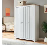 Armoire « Vasand » avec 3 portes, 2 tringles à vêtements et 3 compartiments 175 x 120 x 52 cm Blanc/aspect chêne