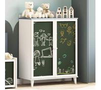 vidaXL Buffet avec Tableau Noir Gris et blanc 80 x 40 x 110 cm