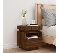 Armoire de chevet - AKOZON - Chêne marron - 1 tiroir - Lumières LED RVB - 40x39x48,5 cm