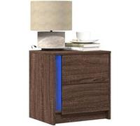vidaXL Armoire de chevet avec LED – Bois d'ingénierie chêne marron