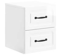 Armoire de chevet suspendue blanche haute brillance 34,5 x 33 x 40 cm, table de chevet en bois d'ingénierie avec étagères et portes coulissantes, meubles modernes de chambre à coucher