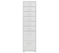 Armoire de classement en métal avec roulettes Gris 8 tiroirs | 28 x 41 x 109 cm, porte-badge, 4 roulettes, facile d'entretien, pour bureau