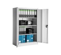 Rangement de bureau - TECTAKE - Armoire métallique de classement avec 3 étagères réglables, en acier, 90 x 40 x 140 cm - Gris