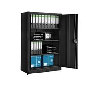 Rangement de bureau - TECTAKE - Armoire métallique de classement avec 3 étagères réglables avec 2 clés, 90 x 40 x 140 cm - Noir