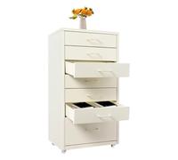 Armoire de classement mobile à 7 tiroirs, caisson à roulettes, armoire de rangement en métal, armoire à tiroirs pour bureau, maison, chambre à coucher, bureau, 35 x 26 x 69 cm (beige)