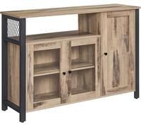 Armoire de cuisine à 3 portes - Vitrine buffet avec portes en verre - Style industriel - Structure métallique - Largeur : 110 cm