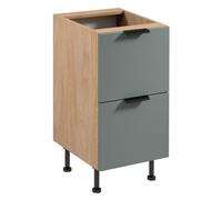 Armoire de cuisine Armoire Basse 2 tiroirs Cuisine intégrée Beige-Gris