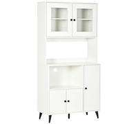 Armoire de cuisine - Armoire buffet - Armoire de rangement - Armoire à micro-ondes - Armoire debout - Blanche - Étagères réglables - 90x40x180 cm