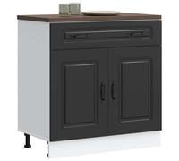 Armoire de cuisine – Armoire de rangement et commode – Bois mélaminé noir – Design compact – 60 x 36 x 103 cm
