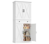 Armoire de cuisine - Armoire de rangement haute à 4 portes et 1 tiroir - Modèle indépendant - Design moderne - 78 x 40 x 181,5 cm - Blanc