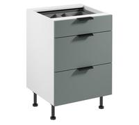 Armoire de cuisine Armoire de rangement Range-couverts 3 tiroirs Bois Blanc-gris