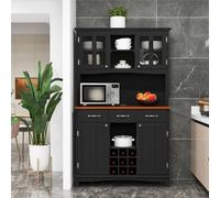 Armoire de cuisine - Buffet de cuisine - Armoire - Meuble de rangement - Rangement - Noir - 3 tiroirs et étagères réglables