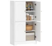 Armoire de cuisine - Buffet de cuisine avec 4 portes en arc de cercle - 2 étagères réglables - Panneau de particules - À assembler soi-même - Blanc