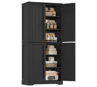 Armoire de cuisine - Buffet haut - 180 × 80 × 40 cm - 4 portes - MDF - Armoire de cuisine pour la cuisine, la salle à manger, le salon - Noir