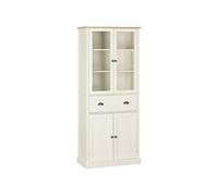 Buffet de cuisine - HOMCOM - meuble rangement armoire 4 portes dont 2 vitrées 1 tiroir - bois - hauteur 182,5 cm - beige