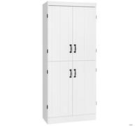 HOMCOM Armoire de cuisine buffet de salle à manger avec 4 portes 6 étagères de rangement style moderne 76 x 40 x 177 cm blanc