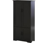 HomCom Armoire de cuisine contemporaine 2 placards 3 étagères MDF 60x30x123 cm Noir