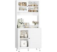 Armoire de cuisine de 180 cm, buffet avec plan de travail, 4 tiroirs | Buffet de cuisine, armoire de rangement avec portes, meuble multifonction, armoire à micro-ondes pour cuisine et salle à manger,