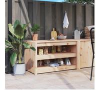 Armoire de cuisine d'extérieur en bois - vidaXL - Bois de pin massif - 106x55x64 cm - Brun - Grand espace de rangement