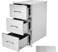 Armoire de cuisine d'extérieur, largeur de 42 cm, hauteur de 74 cm, profondeur de 52 cm, avec 3 ouvertures, en acier inoxydable, idéale pour les îlots de barbecue, avec porte-serviettes en papier et p