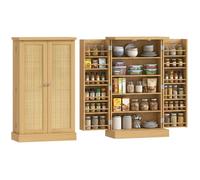Armoire de cuisine en rotin avec 5 étagères, 12 compartiments à épices et plateaux réglables, 104 cm