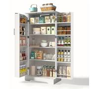 Armoire de cuisine - Étagère de cuisine - Armoire de rangement - Buffet - Meuble mural - Blanc - Étagères réglables - Double porte