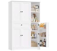 Armoire de cuisine, garde-manger - Grande armoire buffet - 5 portes, 13 étagères, 1 tiroir - 104 x 40 x 173 cm - Corps en MDF et panneaux de particules, finition blanche