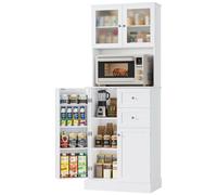 Armoire de cuisine haute - armoire de cuisine avec tiroirs - buffet - garde-manger - meuble de rangement - blanc - 182,5 cm de hauteur
