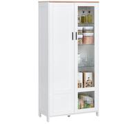 Armoire de cuisine - HOMCOM - buffet vaisselier meuble vitrine 2 portes étagères réglables 9 compartiments - bois - blanc