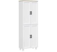 HOMCOM Armoire de Cuisine Buffet Cuisine vaisselier Meuble de Rangement Style Moderne Multi-rangements avec 4 Portes et étagères réglables, 60 x 30 x 170,5 cm, Blanc
