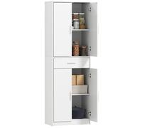 Armoire de cuisine - HOMCOM - moderne - placards à portes, étagères réglables et tiroir - 60 x 35 x 180 cm - blanc
