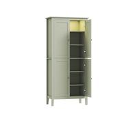 HOMCOM Buffet Cuisine avec LED réglable et détecteur de Mouvement, Meuble Cuisine Rangement Haut, Meuble de Rangement avec placards à Double Porte et étagères réglables, 80 x 40 x 176,5 cm, Vert