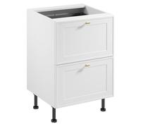 Armoire de cuisine Meuble bas 2 tiroirs Range-couverts Blanc Bois