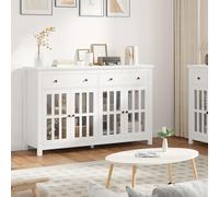 Armoire de cuisine - Meuble de rangement - Buffet - Armoire buffet - Meuble de rangement - Meuble en bois blanc - 3 tiroirs et 2 portes