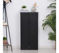 HOMCOM Armoire de cuisine contemporaine multi-rangements 2 placards 3 étagères MDF panneaux particules noir
